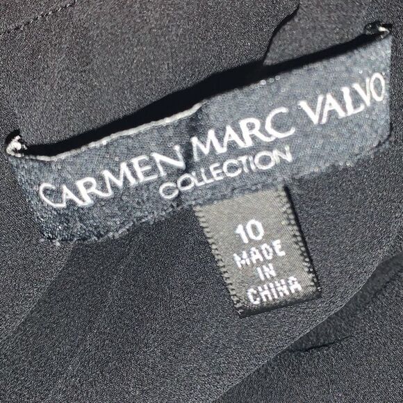 Carmen Marc Valvo - Black Sequin Halter Midi Dress Sz 10 - Picture 10 of 12